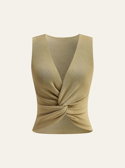Knit Twist-Front Tank Top