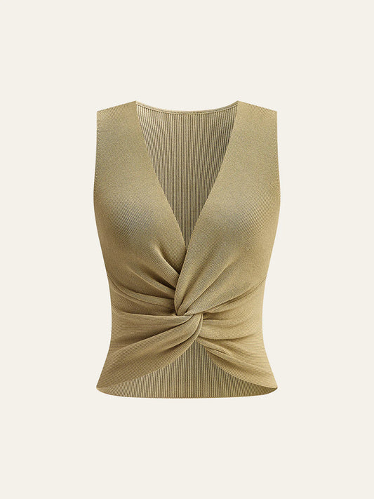 Knit Twist-Front Tank Top