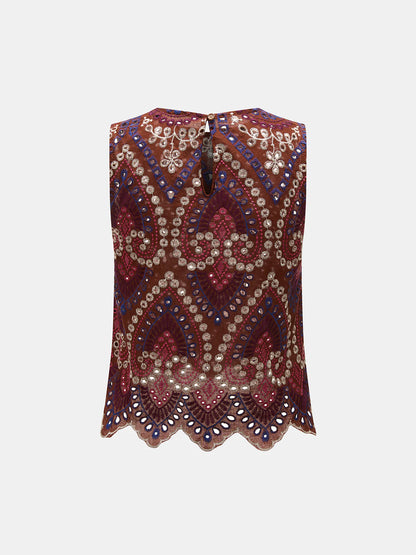 Eyelet Embroidered Top & Midi Skirt Set