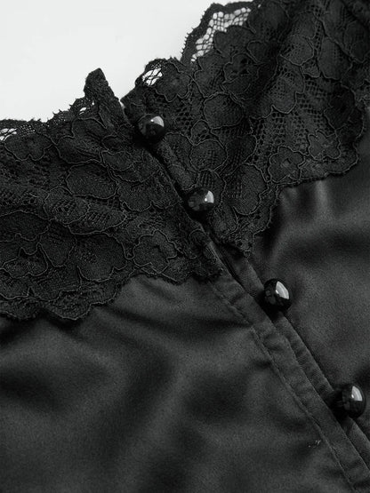 Lace-Trim Satin Cami Top