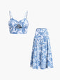 Seaside Joy Print Twist Detail Skirt Set