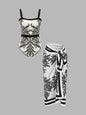 Baroque Print One-Piece Swimsuit & Sarong Set