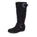 Wide Calf Fur-Lined Low Hidden Wedge Boots