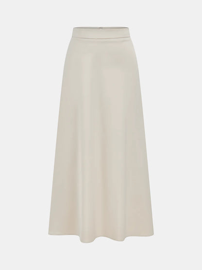 Satin Asymmetric Ruched Top & Midi Skirt Set