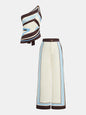 Printed One Shoulder Satin Top & Pants Set