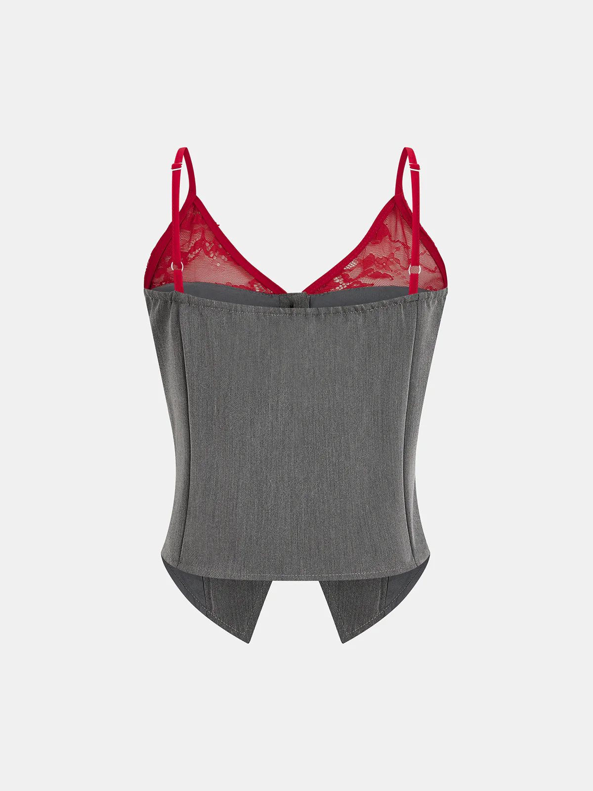 Contrast Lace Cami Vest & Pants Set with Scarf