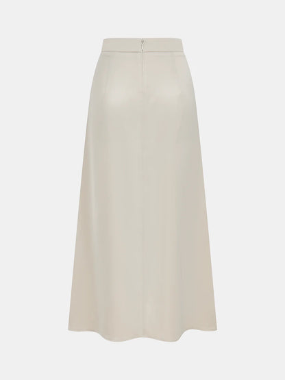Satin Asymmetric Ruched Top & Midi Skirt Set